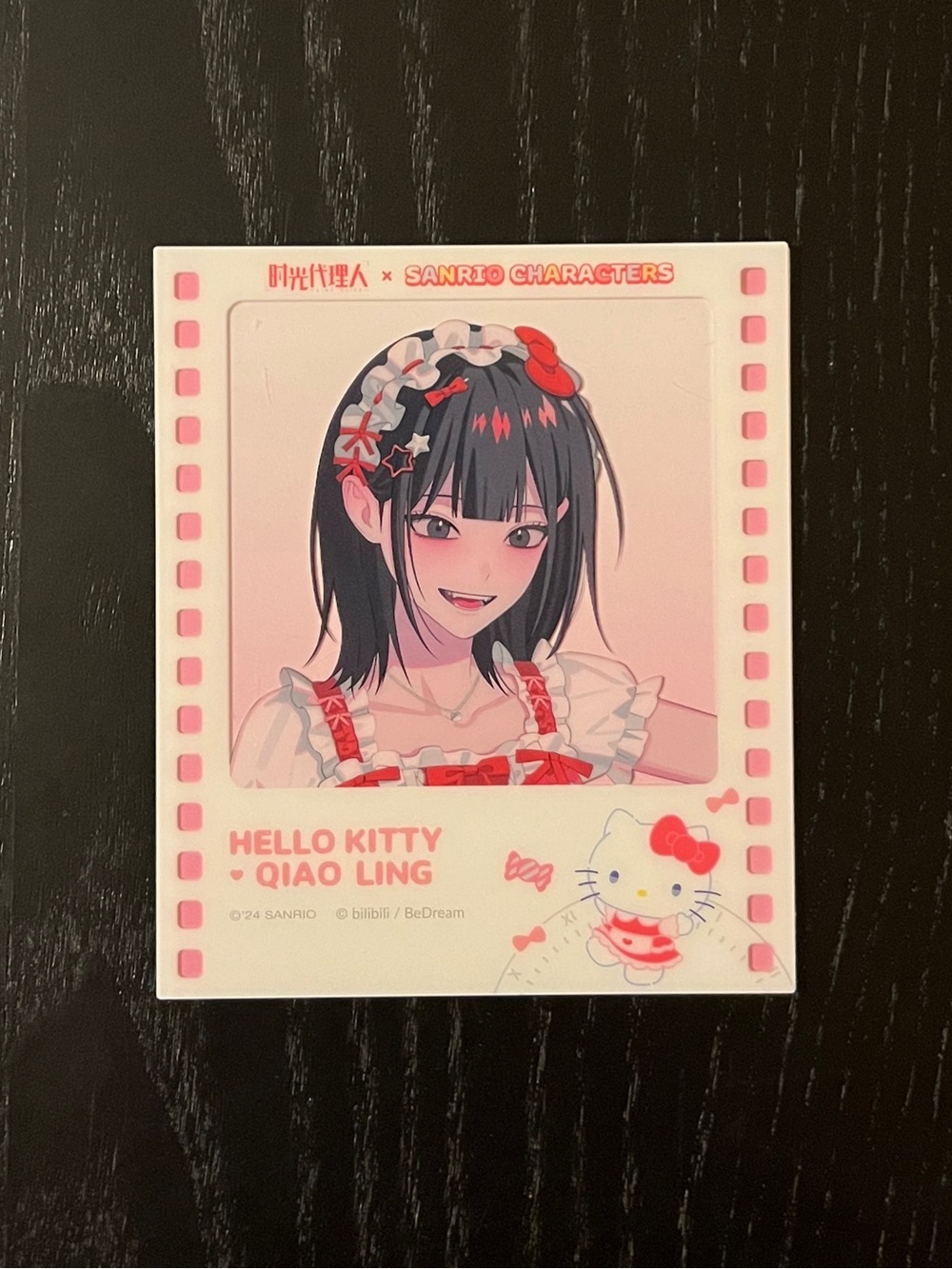 Sanrio Link Click Qiao Ling Hello Kitty Acrylic Film Photo Card Pink 3" 🌸✨